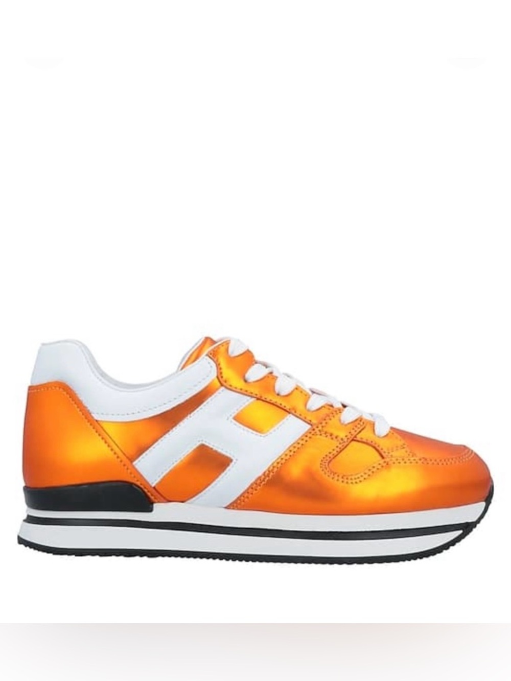 HOGAN Allacciato Grande  Low Top Orange Metallic Leather Sneakers Size 6 NEW